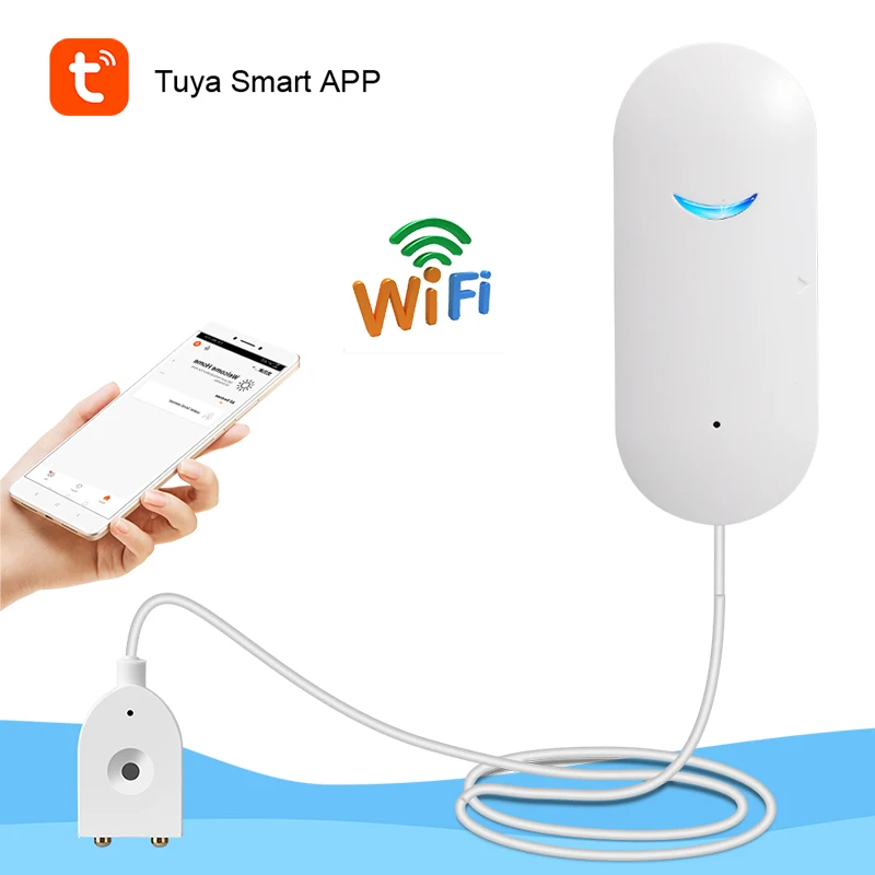 Tuya inteligente sensor de vazamento água conexão wi fi detector imersão água app proteção remota sistema alarme segurança em casa