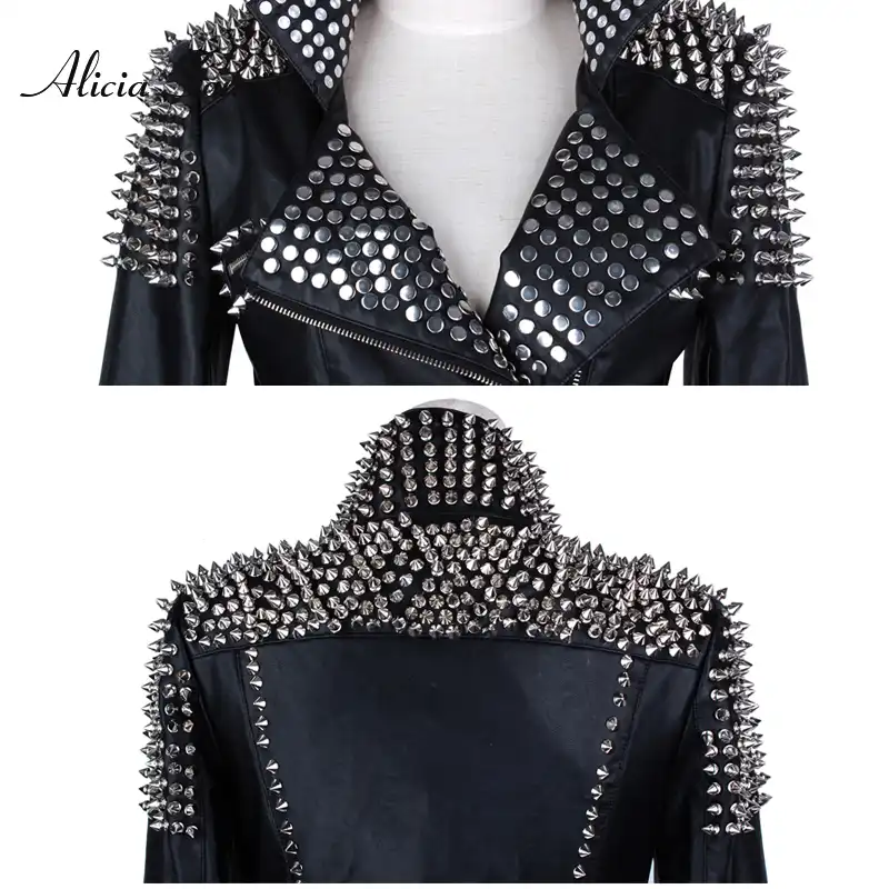 jaqueta de couro com espinhos