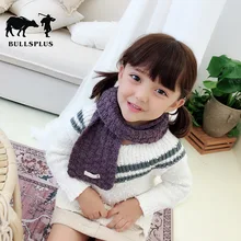 Осенний детский шерстяной шарф с лейблом и воротником, теплый длинный шарф