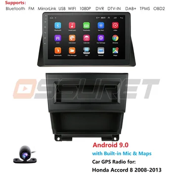 

Android 9.0 10.1" Car radio video HD MP5 Player BT FM GPS WIFI Multimedia Player gps navigation For Honda Accord 2008-2013
