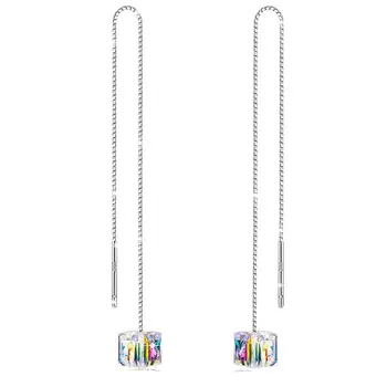 

Hermosa Dangle Earrings With Crystals from Swarovski Aurore Boreale Crystal Long Earrings for Women