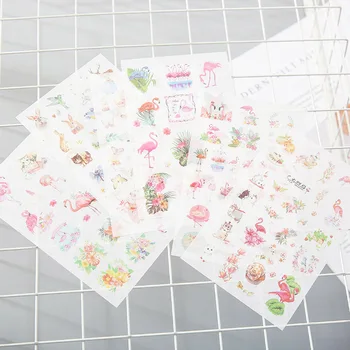 

6Sheets Kawaii Stationery Stickers Cute Flamingo Stickers Cat Sticker For Kids DIY Scrapbooking Diary Albums Supplies