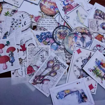 

116 Pcs Cute Alice Series\Rabbit\Mushroom\Poker Sulfuric Acid Stickers For The Diary Scrapbooking Stickers Ablum Diary Journal