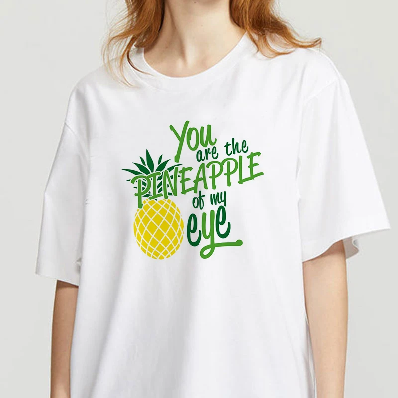 

2020 Summer Women T-shirt Colorful pineapple Printed Tshirts Casual Tops Tee Harajuku 90s Vintage White tshirt Female Clothing