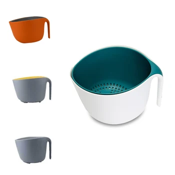 

Double Drain Basket Bowl Rice Washing Kitchen Kitchen Noodles Strainer Gadget Colander Vegetables Sink Fruit