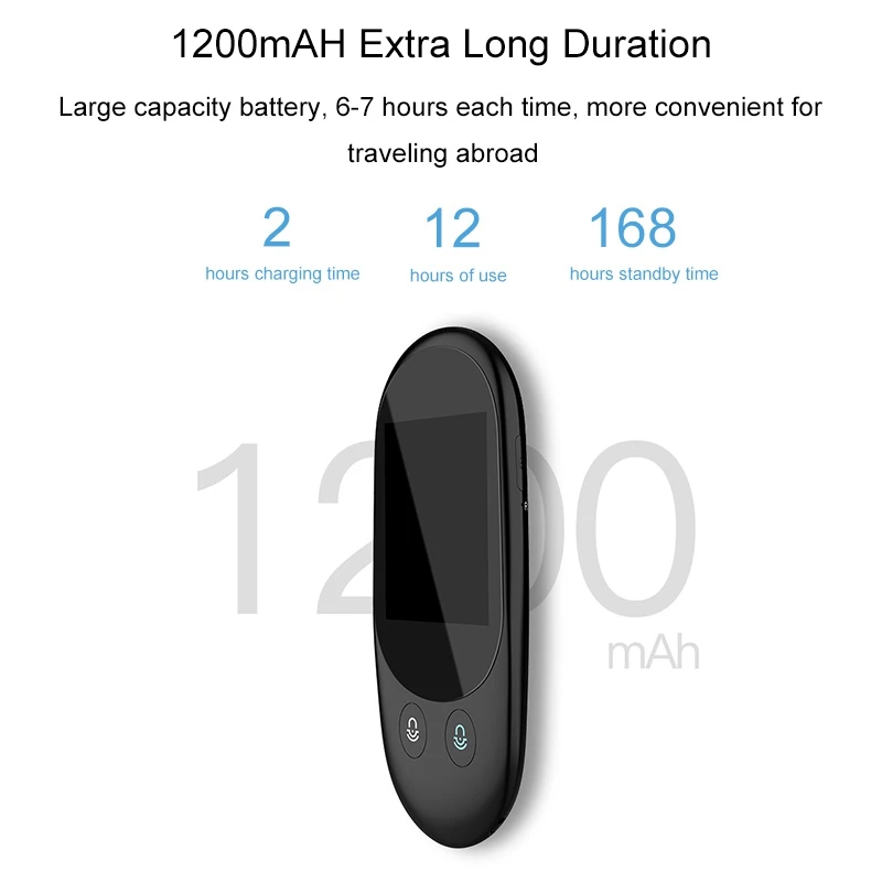 Smart Language Voice Translator Device Translation 126 Languages 2.4 Inch TouchScreen Charging Battery for Learning Traveling
