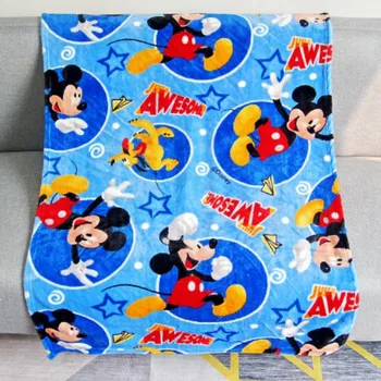 

Disney Blue Mickey Mouse Summer Lightweight Blanket Throw for Kids on Crib/Plane Summer Sleeping Covers 100x150cm