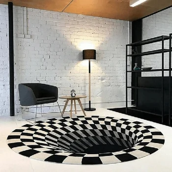 

Vortex Illusion Rug 3D Trap Effect Printing Carpet Bedroom Living Room Study Room Floor Mat YU-Home