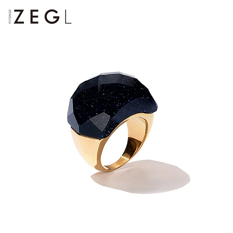ZEGL, модное женское кольцо, ювелирное изделие, синее изысканное кольцо ...
