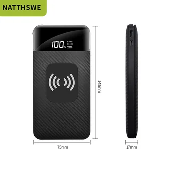 

NATTHSWE 10000mAh Power Bank Portable Charger Mobile Phone Digital Display External Battery Pack Fast Charging Powerbank
