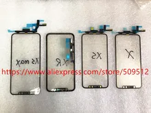 1 peças originais do painel de vidro exterior dianteiro da tela de toque com cabo flexível + oca para o iphone x xs xs max xr 11 11pro peças de reposição máxima