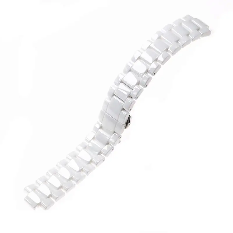 Elegant Black and White Ceramic Watch Strap, 20mm/23mm,
