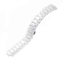 Elegant Black and White Ceramic Watch Strap, 20mm/23mm, - 20mm (White)