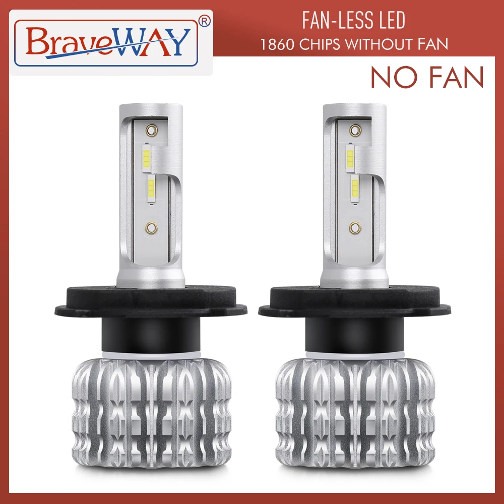 

BraveWay 2PCS 6500K Fanless LED Car Bulb H1 H4 H7 H8 H11 9005 9006 HB3 BH4 Auto Lamps 12V LEDs Fog Lights LED Car Headlight Kit