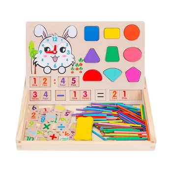

Kids Building Puzzle Models Toy Wooden Drawing Board Toys Multi-function Digital Learning Box Kindergarten Building Toy