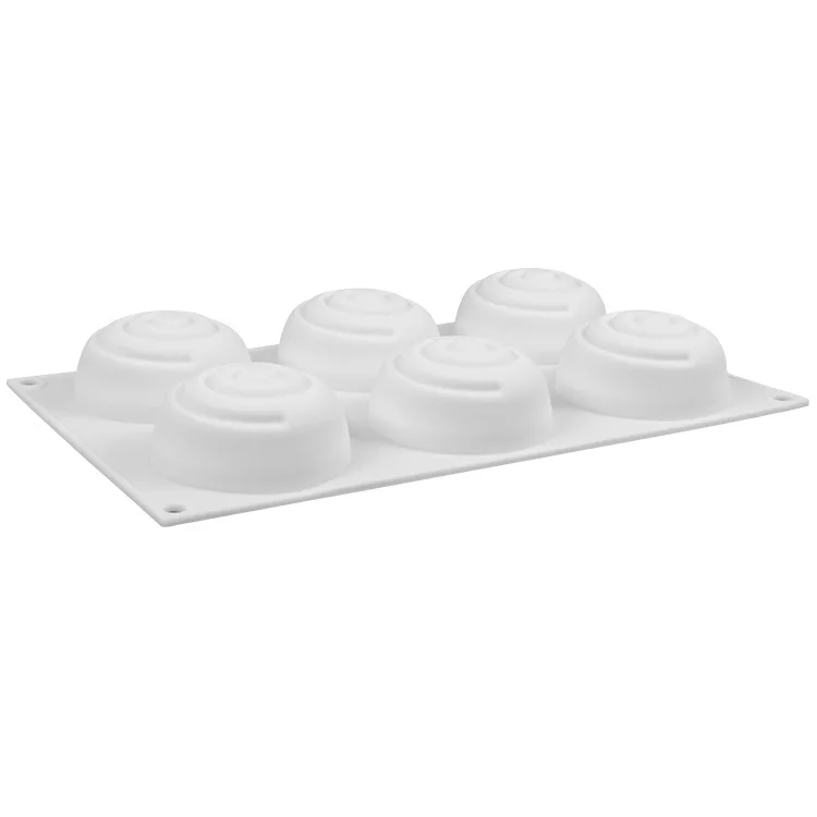 6 Cavity Tornadoes White Silica Gel Cake Baking Mousse Mold French Dessert Silicone Bakery Tool Mould