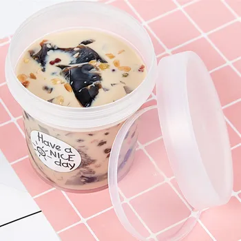 

10pcs Net red 500ml dessert packaging cup favors boxes pudding ice cream jelly yogurt milkshake plastic cups with lid fruit jar