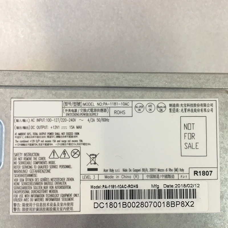 Original PSU For Acer 6Pin 180W Power Supply PA-1181-10AC PA-1181-10AB ...