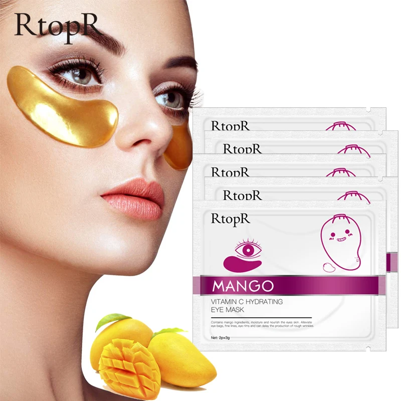 

RtopR Vitamin C Hydrating Eye Mask Improve Dark Circles Puffiness Whitening Gold Eye Masks Anti-Wrinkle Eye Patches Eyes Care