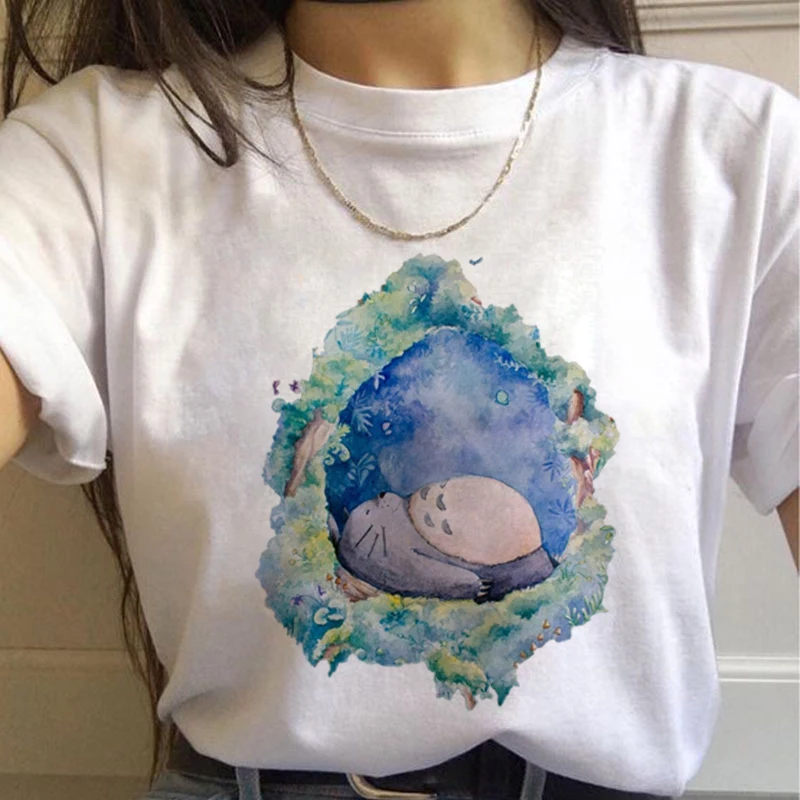 Totoro Studio Ghibli Harajuku футболка женская Miyazaki Hayao Ullzang Kwaii футболка с рисунком 90s футболка "Аниме" модная футболка женская