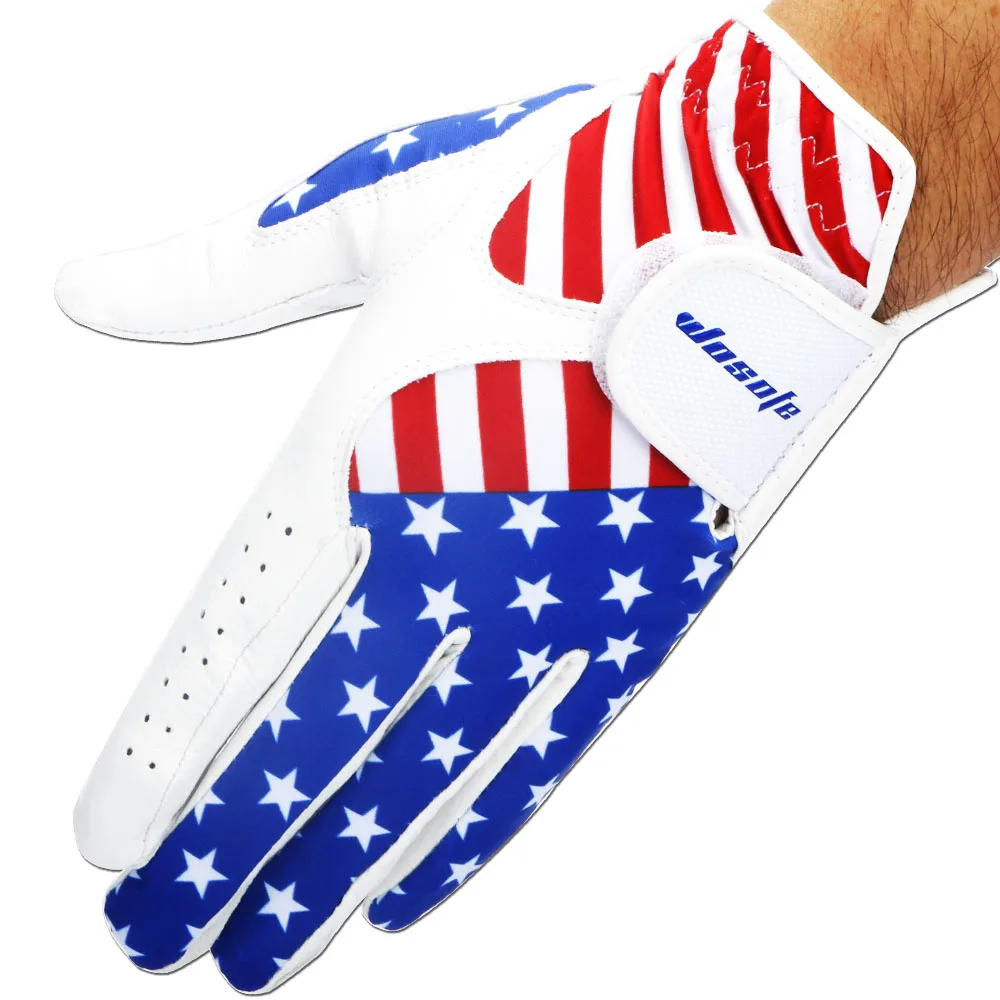 Перчатка для гольфа с американским флагом Cabretta кожа Men'sLeft рука мягкий дышащий для занятий спортом на улице перчатка