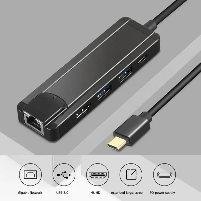 USB C концентратор Тип C до 4 к HDMI USB3.0 USB-C PD Charing RJ45 конвертер Gigabit Ethernet адаптер док-станция для MacBook Pro