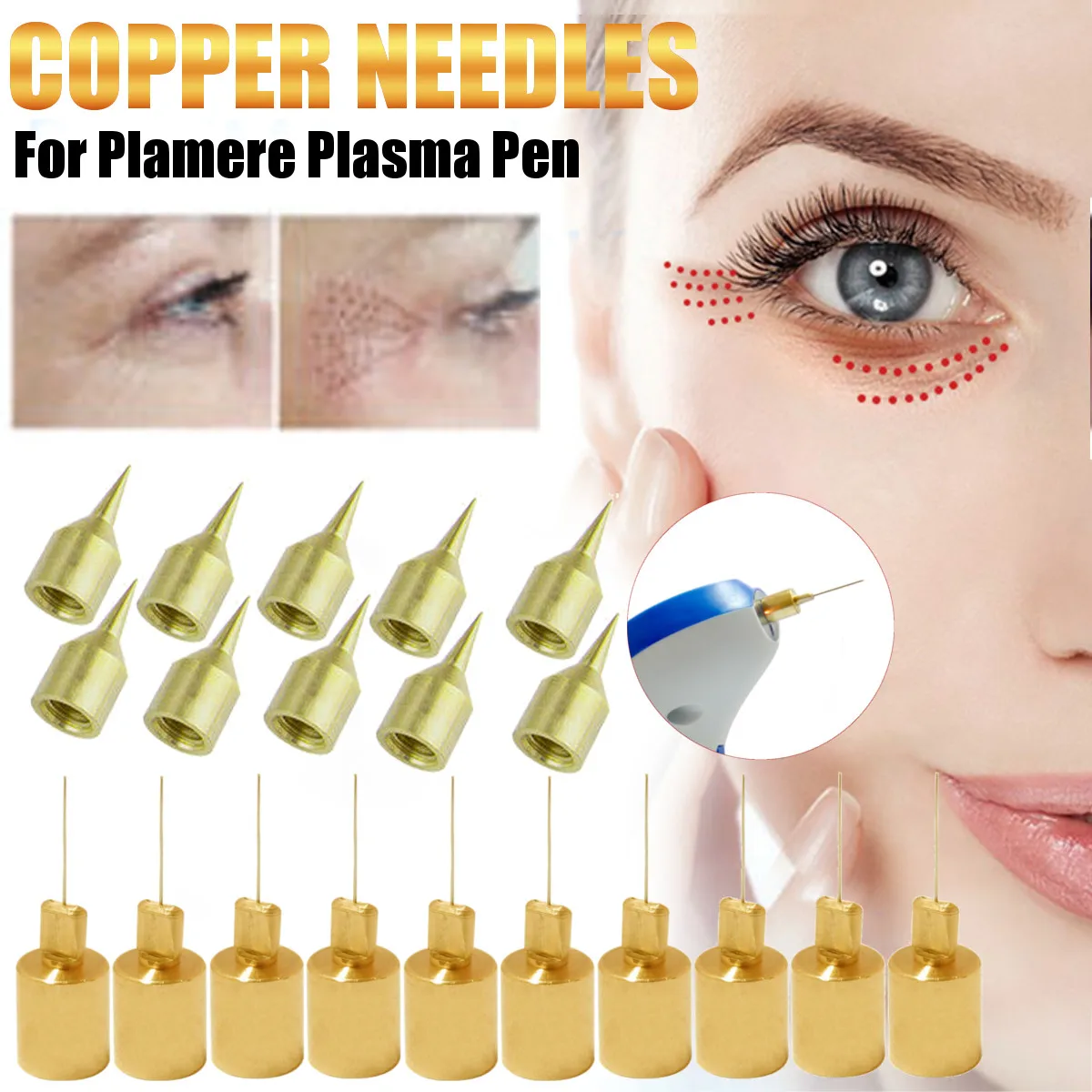 

10Pcs Copper Needles For Plamere Plasma Pen Machine Mole Remover Anti Wrinkle