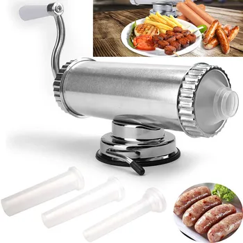 

Sausage Maker with Silicone Piston and 4 Sausage Meat Filling Stuffing Funnels Manual Homemade Sausage Stuffer