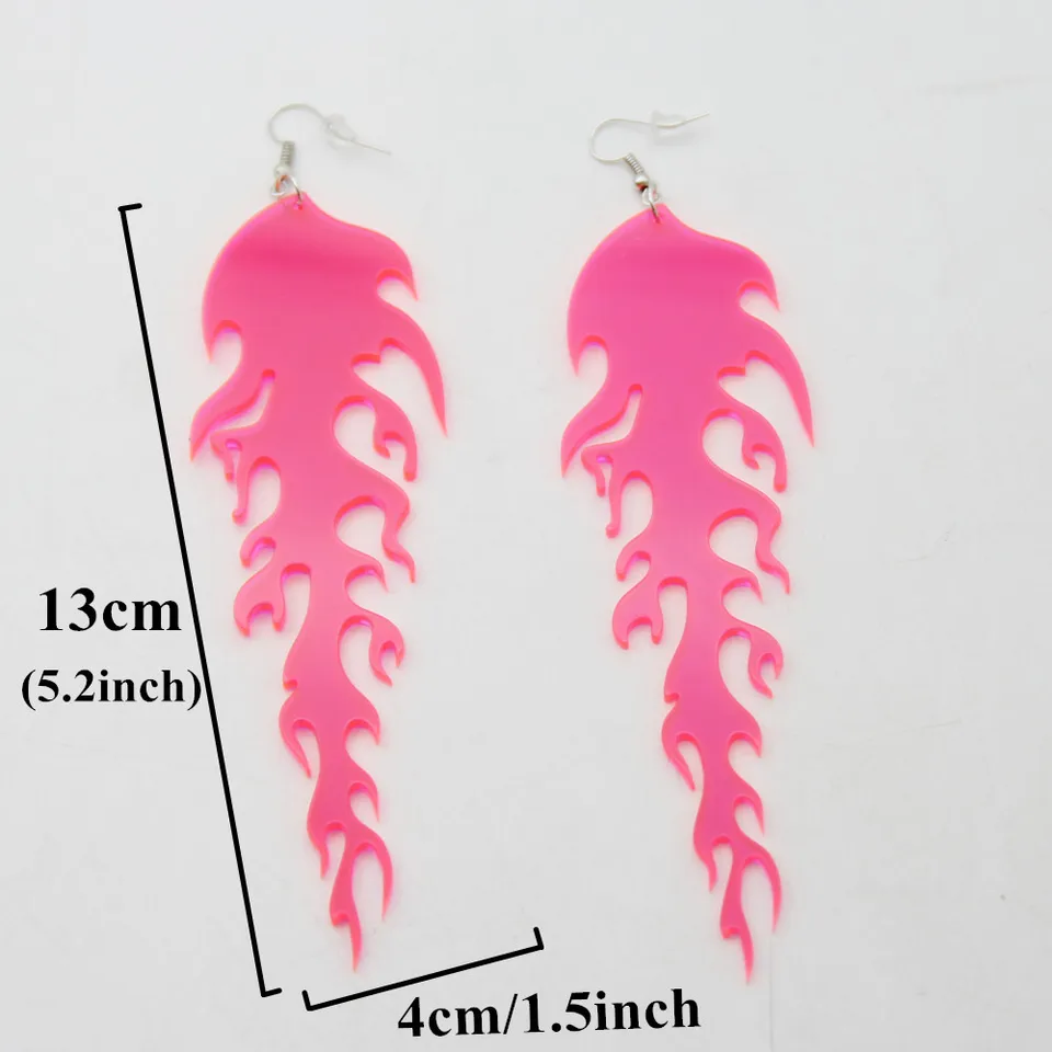 Exaggerated Acrylic Geometric Flame Earrings – Lightweight Dangle Drop Statement Earrings For Women - View #7
