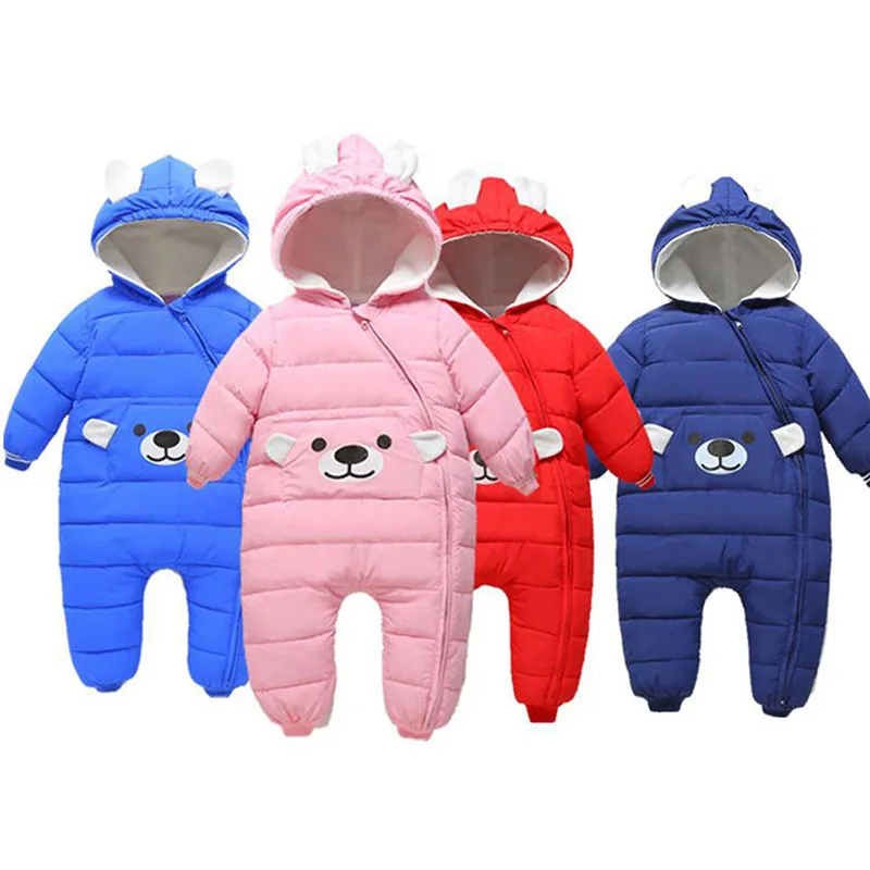 Зимние детские комбинезоны Комбинезон с капюшоном для новорожденных Детские