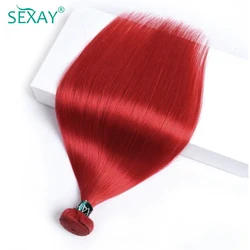 Sexay Red Bundles Brazilian Bone Straight Human Hair 3 Bundles Soft Smooth 10-28 Inch Solid Blood Red Pre Colored Hair Weaves
