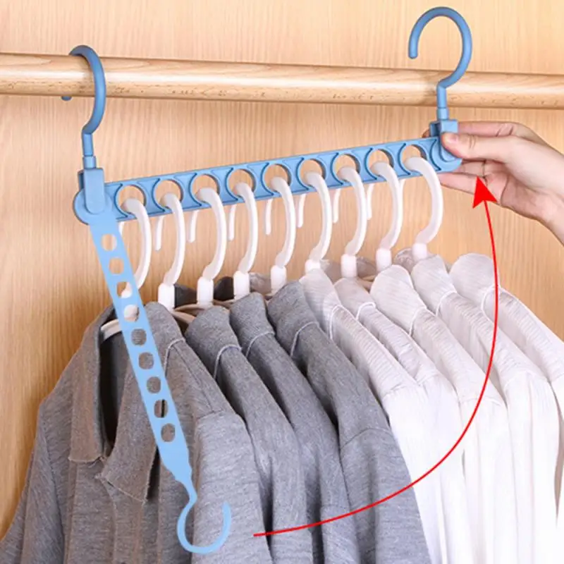 9 Hole Space Saving Drying Rack Organizer Clothes Hanger Hook Holder Rotation 
