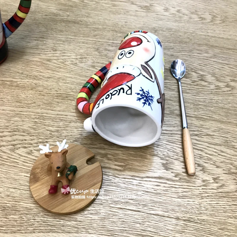 Творческий керамический кофе чашки Рождество милые кружки для кофе большой емкости прекрасный мультфильм Рождественский подарок молока чашки подарки на день рождения