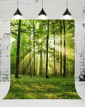 

VinylBDS Spring Scenery Photography Backdrop Sunlight Forest Background Nature Children Photo Outdoor Wedding Photo for Studio