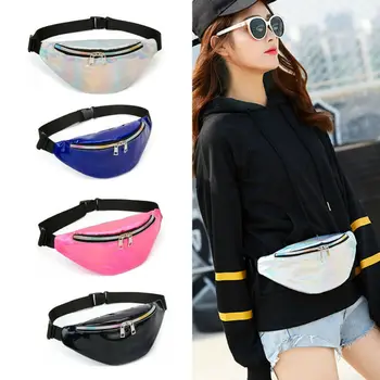 

2019 New Style Fashion Hot Women Girl PU Leather Glitter Waist Fanny Pack Bum Belt Bag Pouch Travel Hip Zipper