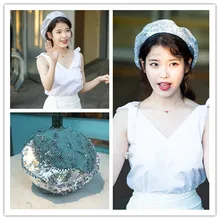 Kpop IU же Ретро берет шапка Кепка Ли Цзи Ын модные блестящие блёстки береты шапки s Танцевальная вечеринка для женщин и мужчин