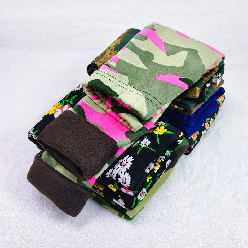 Spring Autumn Children's Leggings Baby Girls Thin Fleece Pants Kids Floral Rose Red Camouflage Pants Girls Trousers