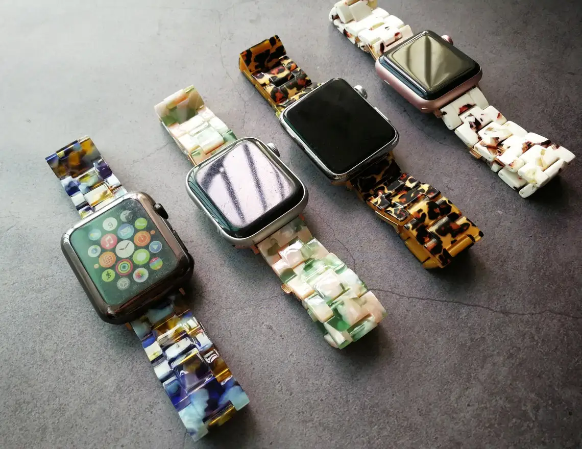 Resin Watch strap for apple watch 6 5 4 band 42mm 38mm   for iwatch 7 6 series 5 4 3/2 bracelet 44mm 40mm