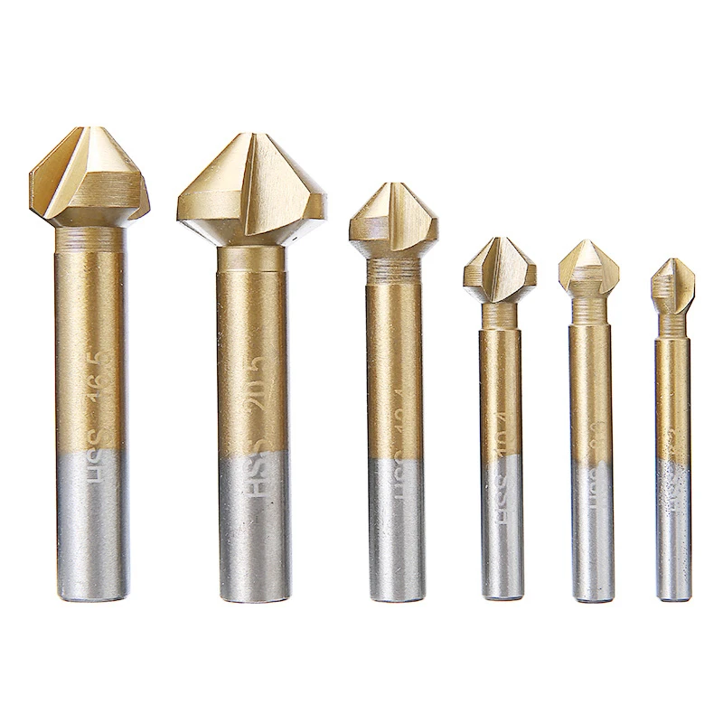 Hole Diameter: 6.3mm Drill Bits 6.3/8.3/10.4/12.4/16.5/20.5mm Woodworking Tool 90 Degrees HSS Countersink Drill Bit Chamfer Drills Hole Diameter: 6.3mm Drill Bits 6.3/8.3/10.4/12.4/16.5/20.5mm Woodworking Tool 90 Degrees HSS Countersink Drill Bit Chamfer Drills