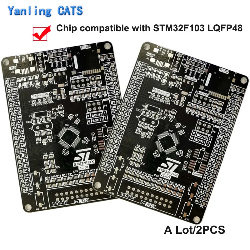 STM32F103 Arm Cortex M3 Empty Development Board DIY Welding for MCU STM32F103C8 CBT6 Discovery LQFP48 Pin Chip 2PCS ZL-01 afbeelding
