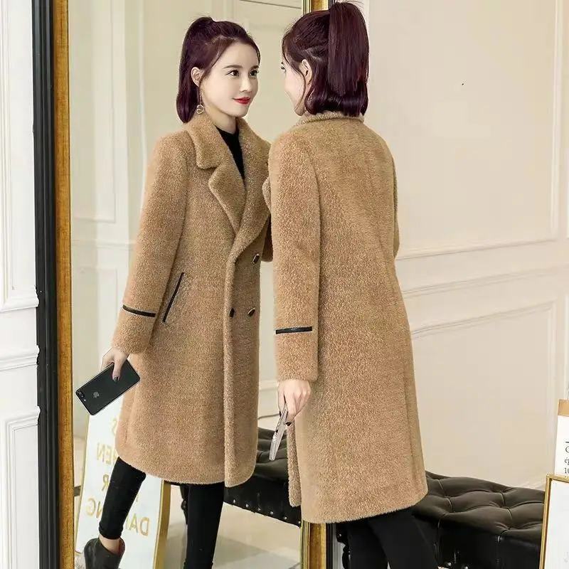 Bella philosophy женское осенне-зимнее шерстяное пальто из кашемира, женская верхняя одежда с отложным воротником, Повседневная теплая куртка, пальто