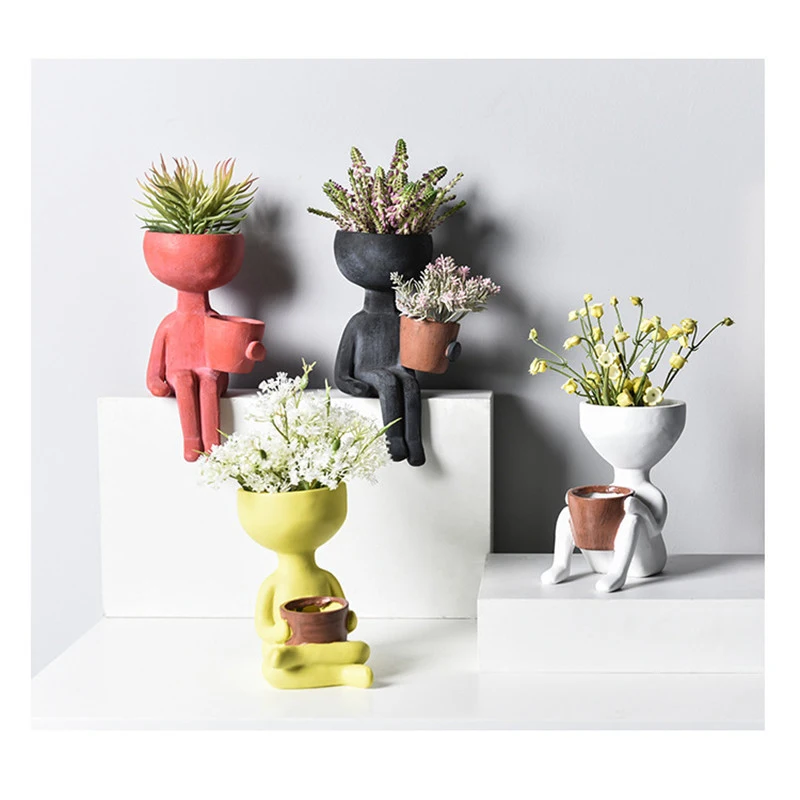Creative Art Portrait Sculpture Vase Flower Pot Garden Storage Abstract Character Succulents Plant Pot Micro Landscape Decor Creative Art Portrait Sculpture Vase Flower Pot Garden Storage Abstract Character Succulents Plant Pot Micro Landscape Decor