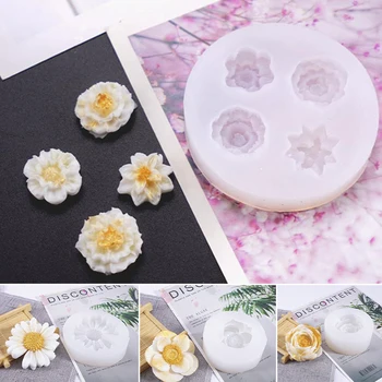 

4Pcs Flower Epoxy Resin Mold Kits Camellia Sunflower Rose Mold Jewelry Making