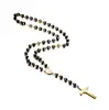 30" 8MM Stainless Steel Rosary Beads Necklace Black and Gold Color with Holy Jesus Christ Crucifix Cross Pendant 6