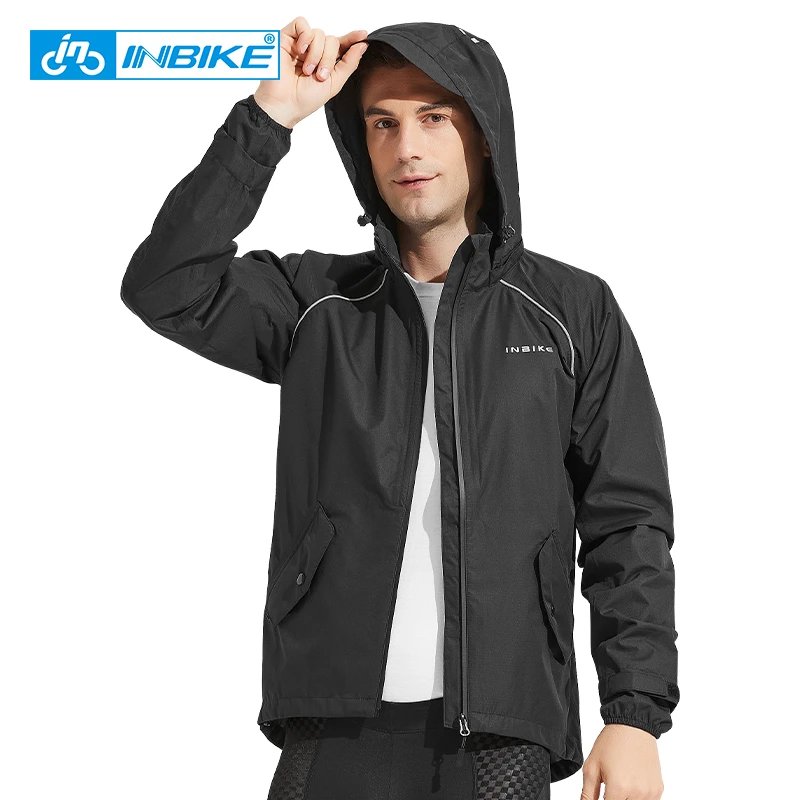 INBIKE 10000mm H2O Waterproof Men's Rain Jacket With Hood Reflective