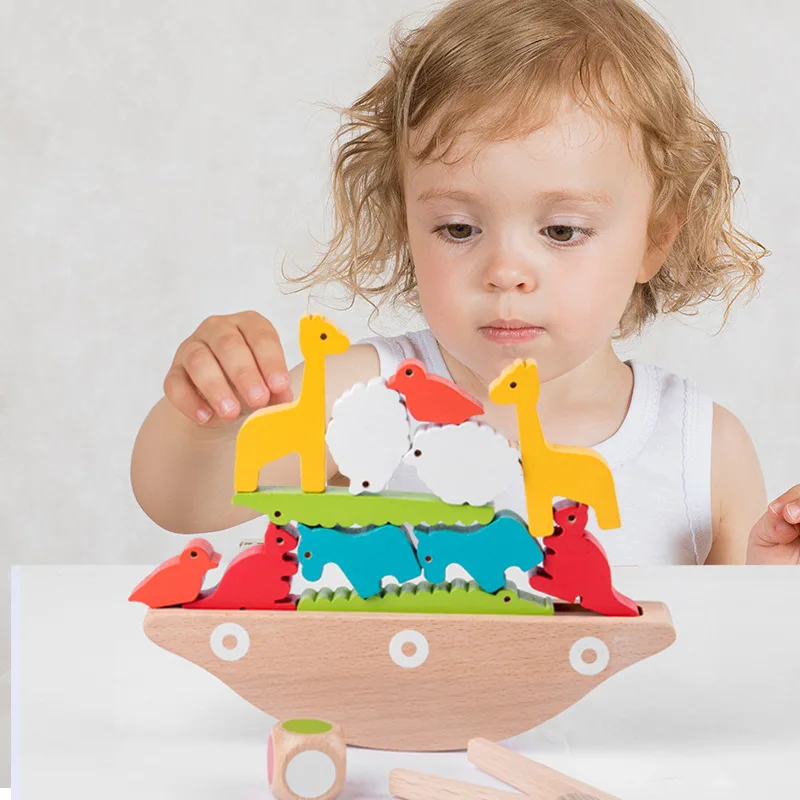 

Wooden Animal Balance Boat Toy For Children Colorful Montessori Toys Early Educational Toy For Kid