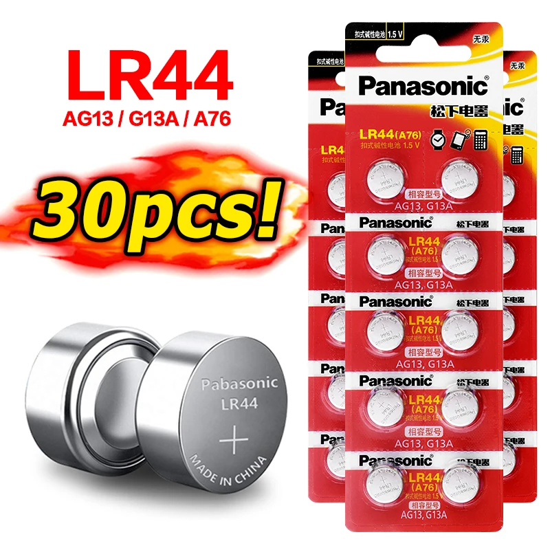 Panasonic 30pc 1.5V Button Cell Battery LR1154 357A SR44 100 Original
