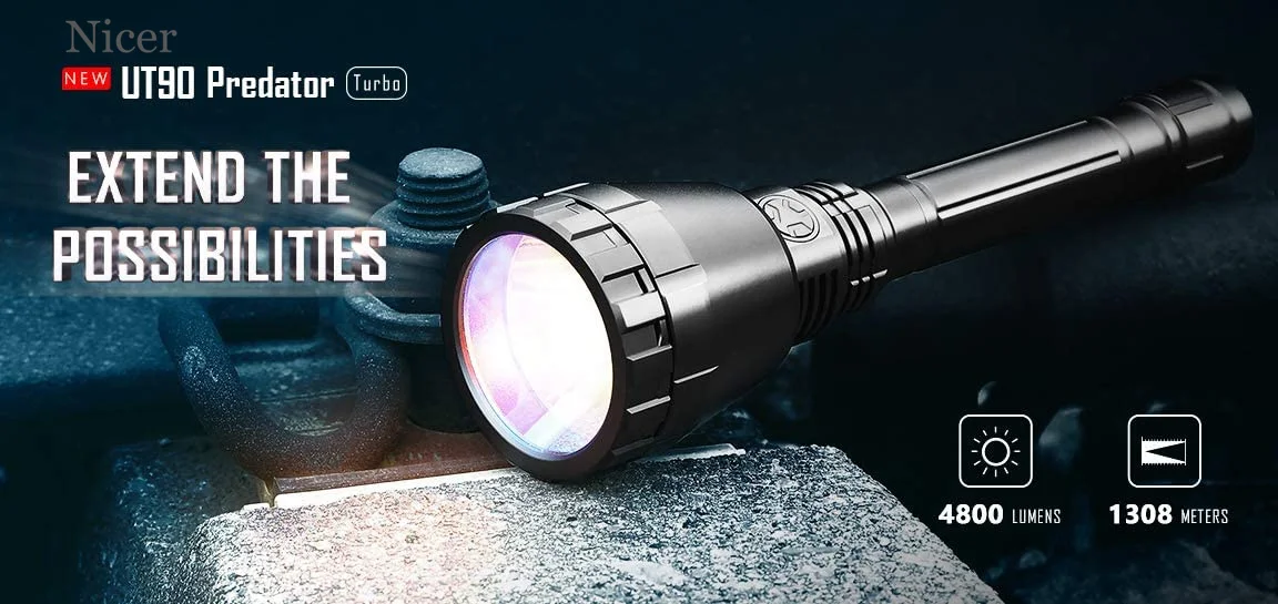 IMALENT UT90 Weapon Tactical Flashlight Luminus 4800LM LED Torch With 21700 Battery For Hunting or Search