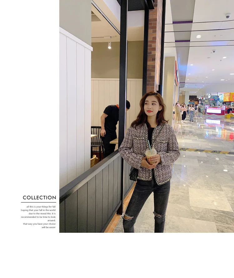 Для фотосессии Rove Tweed изящное пальто женские Короткие повседневные дебютанты элегантные модные весенние и осенние универсальные Топы с длинным рукавом