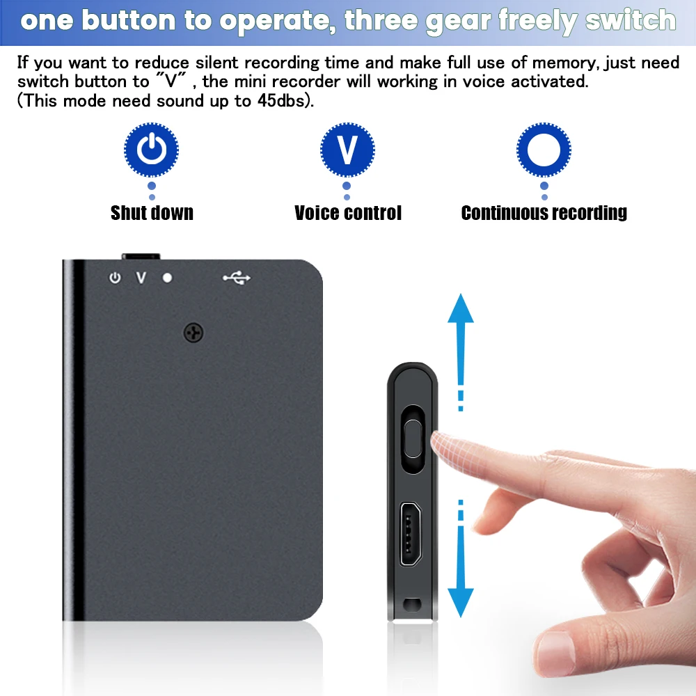 QZT Mini Voice Recorder Rectangle Dictaphone MP3